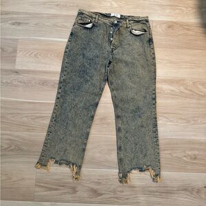 Free People acid wash cropped jean